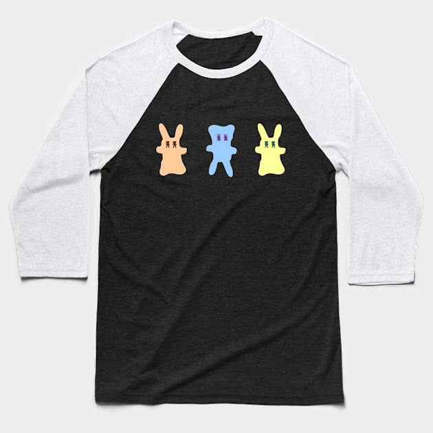 Pastel Bunnies with upside-down Bunny Ghost Baseball T-Shirt by jumitu404